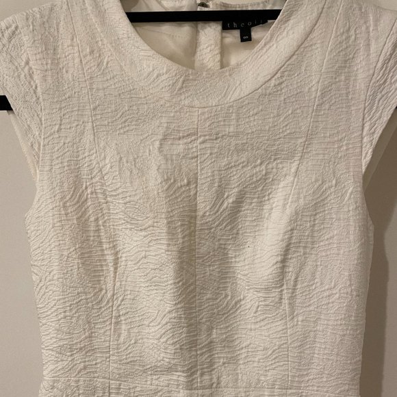 Petite Theory White Jacquard Cap Sleeve Dress US 00P - Picture 4 of 5